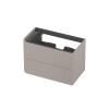 INK Concept R Wastafelonderkast - 80x45x52cm - 2 lades - opliggende grepen - gefreesd - afgeronde hoek links - MDF lak - mat kasjmier grijs SW1405661