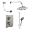 Crosswater MPRO Ensemble de douche de pluie encastré - 2 poignées - vidage de baignoire - pomme de douche 20 cm - douchette à main - barre de douche - bras mural - inox brossé SW1472500