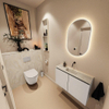 MONDIAZ TURE-DLUX Meuble toilette - 80cm - Linen - EDEN - vasque Ostra - position centrale - sans trou de robinet SW1104916