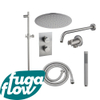 FugaFlow Eccelente Sobrado Badkamer Inbouw Regendoucheset - thermostatisch - wandarm -glijstang - 25cm hoofddouche - staaf handdouche - geborsteld RVS PVD - Black Friday - SW1124082