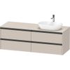 Duravit ketho 2 meuble sous lavabo avec tablette console et 4 tiroirs pour lavabo droit 160x55x56.8cm avec poignées anthracite taupe mat SW772275