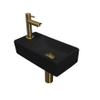 Ink Versus fonteinset – 36x18x9 cm – porselein zwart mat – kraangat links – geborsteld gouden kraan SW450894