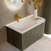 Mondiaz KURVE Ensemble de meuble de salle de bains - 85x46x40cm - 1 tiroir - 1 porte - lavabo solid surface - gauche - 1 trou de robinet - Shadow SW1414204