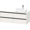 Duravit Ketho.2 Wastafelonderbouwkast - inclusief consoleplaat - met 4 laden - voor waskom rechts - 140x55x56.8cm - met handgrepen antraciet - wit supermat SW772736