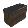 Saniclass Holz Atelier Ensemble meuble de salle de bains - 100x45x63cm - Plan vasque en basalte Noche poli (noir) - 1 trou de robinet - 2 tiroirs - chêne charcoal mat (bois) SW1478561