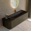 Mondiaz KURVE Ensemble meuble de salle de bains - 135x46x40cm - 1 tiroir - 1 porte - lavabo solid surface - droit - 1 trou de robinet - Shadow SW1414262