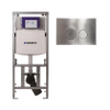 Geberit Inbouwreservoir UP320 met QeramiQ metal bedieningsplaat - dualflush - ronde knoppen - metaal RVS SW976083