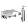 Fortifura Calvi ensemble d'accessoires de toilette - distributeur de savon - porte-rouleau - avec plateau - acier inoxydable brossé SW1441974
