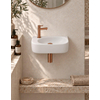 QeramiQ Fuente pack lave-mains – 40 x 21,5 x 12 cm – céramique blanc mat – perçage à gauche – robinet cuivre brossé SW1232835