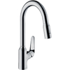 Hansgrohe M42 M4216-H220 Mitigeur de cuisine 1 trou avec douchette extractible et bec pivotant à 360° chrome SW241710