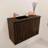 Mondiaz JOYA 60cm toiletmeubel - kleur Walnut - Wastafel FAYE positie Links 1 kraangat kleur Urban. SW1421358