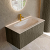 MONDIAZ KURVE-DLUX Meuble de salle de bains 90cm couleur Shadow avec 1 tiroir et 0 porte. Lavabo BIG SMALL Central 1 trou de robinet Meli. SW1431779