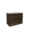 Saniclass Holz Pure Meuble de salle de bain - 80x45x60cm - lavabo en céramique blanc - 1 vasque - sans trous de robinet - 2 tiroirs - Charcoal SW1439444