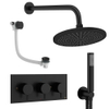 Crosswater MPRO ensemble de douche pluie encastré – douche de tête Ø 30 cm – douchette bâton – 3 leviers – vidage de baignoire – noir mat SW1472662