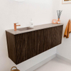 Mondiaz JOYA-DLUX 111.6cm toiletmeubel - ronding rechts kleur Walnut - Wastafel FAYE positie Links 1 kraangat kleur Saba. SW1424694