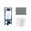 QeramiQ Dely Toiletset - inbouwreservoir Qeramiq Flush - slim zitting - kunststof licht grijze bedieningsplaat - rechthoekige knoppen - glans wit SW1579172
