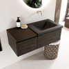 MONDIAZ BUKLA 100cm ensemble de meuble avec module 40 couleur Marron Foncé avec 2 tiroirs. Lavabo CLOUD à droite 0 trous de robinet couleur Urban. SW1382039