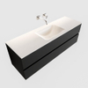 ENSEMBLE DE MEUBLE MONDIAZ VICA - 150 cm - 2 tiroirs - lavabo Cloud central - 0 trous de robinet - solid surface urbaine SW410260