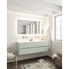 Mondiaz VICA ensemble de meuble de salle de bain - 150cm - meuble sous-vasque greey - 4 tiroirs - lavabo cloud double - sans trou de robinet - miroir LED - version XL 60cm de haut SW1098163