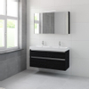 Bruynzeel Pinto badmeubelset 65.3x120x46cm 2 kraangaten 2 wasbakken 4 lades met spiegelkast met softclose composite zwart eiken SW384836 Bruynzeel Pinto badmeubelset 65.3x120x46cm 2 kraangaten 2 wasbakken 4 lades met spiegelkast met softclose composite zwart eiken SW384836