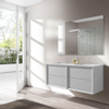 Adema Prime Core Ensemble de meuble - 120x50x45cm - 2 vasques rectangulaires Blanc - 2 trous de robinet - 4 tiroirs - avec miroir rectangulaire - Greige SW925917