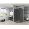 Van Rijn Products ST08 Vaste wand - 90x200cm - grijs rookglas - dikte 8mm - muurprofiel - Zwart SW956407