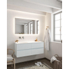 Mondiaz VICA ensemble de meuble de salle de bain - 120cm - meuble sous-vasque argile - 4 tiroirs - lavabo lune gauche - sans trou de robinet version XL 60cm de haut SW1090725