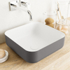 Mondiaz Binx waskom 36x36x13cm vierkant opbouw Solid Surface Darkgrey/Talc SW643501 Mondiaz Binx waskom 36x36x13cm vierkant opbouw Solid Surface Darkgrey/Talc SW643501