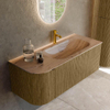 MONDIAZ KURVE-DLUX Meuble de salle de bains 115cm arrondi à gauche couleur Dusk avec 1 tiroir et 1 porte. Lavabo BIG SMALL à droite 1 trou de robinet Arena. SW1431368