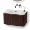Royal Plaza Terra Edge Badkamermeubelset - 80x45.5x46cm - keramische wastafel wit glans - 1 wasbak - zonder kraangaten - 2 lades - kastanje (walnoot) SW1471929