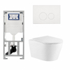 QeramiQ Dely Toiletset - 36.3x51.7cm - diepspoel - rimless - Geberit UP320 inbouwreservoir - met Burda frame - softclose toiletzitting - glans witte bedieningsplaat - ronde knoppen - mat wit SW1102470
