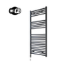Sanicare HVW Radiateur électrique - 111,8x45cm - 596W - wifi - thermostat - chrome - en bas à gauche - noir SW1185575