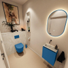 MONDIAZ TURE-DLUX Meuble de toilettes - 40cm - Jeans - EDEN - lavabo Ostra - position à gauche - Sans trou de robinet SW1104902