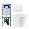 QeramiQ Dely Toiletset - Geberit UP320 inbouwreservoir - witte bedieningsplaat - toilet - zitting - mat wit SW643467