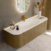 Mondiaz KURVE-DLUX Ensemble de meuble de salle de bains - 140x46x40cm - 1 tiroir - 2 portes - vasque solid surface - central - 1 trou de robinet - Dusk SW1415150