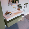 Mondiaz ALAN-DLUX Ensemble de meuble - 110cm - meuble Army mat - 1 tiroir - Lavabo Cloud Ostra suspendu - vasque Droite - 0 trous de robinet SW807534