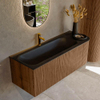 MONDIAZ KURVE 125cm Meuble salle de bain avec module 25 D - couleur Walnut - 1 tiroir - 1 porte - vasque BIG MEDIUM gauche - 1 trou de robinet - Urban SW1138472