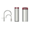 Quooker Nordic Round Twintaps kokendwaterkraan - draaibare uitloop - Combi+ incl. Cube reservoir - Warm / kokend water - RVS SW299782