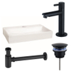 FugaFlow Eccelente Arredo Pack Lave-mains - 38x7x24cm - 1 trou de robinet - céramique - robinet Noir mat - Blanc SW1125282