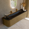 Mondiaz KURVE Ensemble de meuble de salle de bains - 170x46x40cm - 1 tiroir - 2 portes - lavabo solid surface - central - 2 trous de robinet - Dusk SW1414829