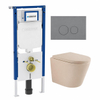 QeramiQ Dely Swirl Toiletset - 36.3x51.7cm - Geberit UP720 Duofix Sigma inbouwreservoir - 35mm zitting - bedieningsplaat licht grijs - ronde knoppen - mat beige SW1413152