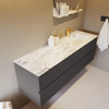 Mondiaz VICA-DLUX ensemble de meuble de salle de bain - 150cm - meuble sous-vasque gris foncé - 2 tiroirs - lavabo encastré cloud droite - 1 trou de robinet - version haute de 60cm - glace SW1087589