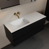 Mondiaz Aivy ensemble de meuble de salle de bains - 120x45x50cm - 0 trous de robinet - 1 lavabo talc Solid surface - Gauche - 2 tiroirs - Avec miroir - MDF Urban SW892452