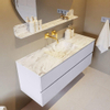 MONDIAZ VICA-DLUX Ensemble meuble de salle de bains - 130cm - meuble bas cale- 2 tiroirs - lavabo encastré cloud central - sans trous de robinet - version hauteur 60cm - glace SW1088345