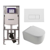 QeramiQ Dely Swirl Toiletset - 36.3x51.7cm - diepspoel - rimless - Geberit UP320 inbouwreservoir - met Burda frame - 35mm zitting - mat witte metalen bedieningsplaat - rechtehoekige knoppen - wit mat SW1138645