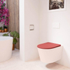 Mondiaz LAVIE WC suspendu – sans bride – 36 x 53 cm – avec abattant softclose – Rosee (rose), abattant Fire (rouge) SW1208621
