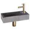 Differnz Ribble kit lave-mains - 38x18x8cm - Rectangulaire - 1 trou de robinet - robinet droit doré mat - pierre naturelle noire SW705436