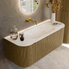 Mondiaz KURVE-DLUX Ensemble de meuble de salle de bains - 120x46x40cm - 1 tiroir - 2 portes - lavabo solid surface - milieu - sans trou de robinet - Dusk SW1414990