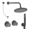 Crosswater MODULE Regendoucheset inbouw - 2 hendels - badafvoer - 30cm douchekop - handdouche - wandarm - slate gunmetal (antraciet) SW1472430