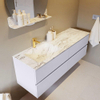 Mondiaz VICA-DLUX ensemble de meuble de salle de bain - 150cm - meuble sous-vasque cale - 4 tiroirs - lavabo encastré cloud gauche - 1 trou de robinet - version haute de 60cm - glace SW1088344